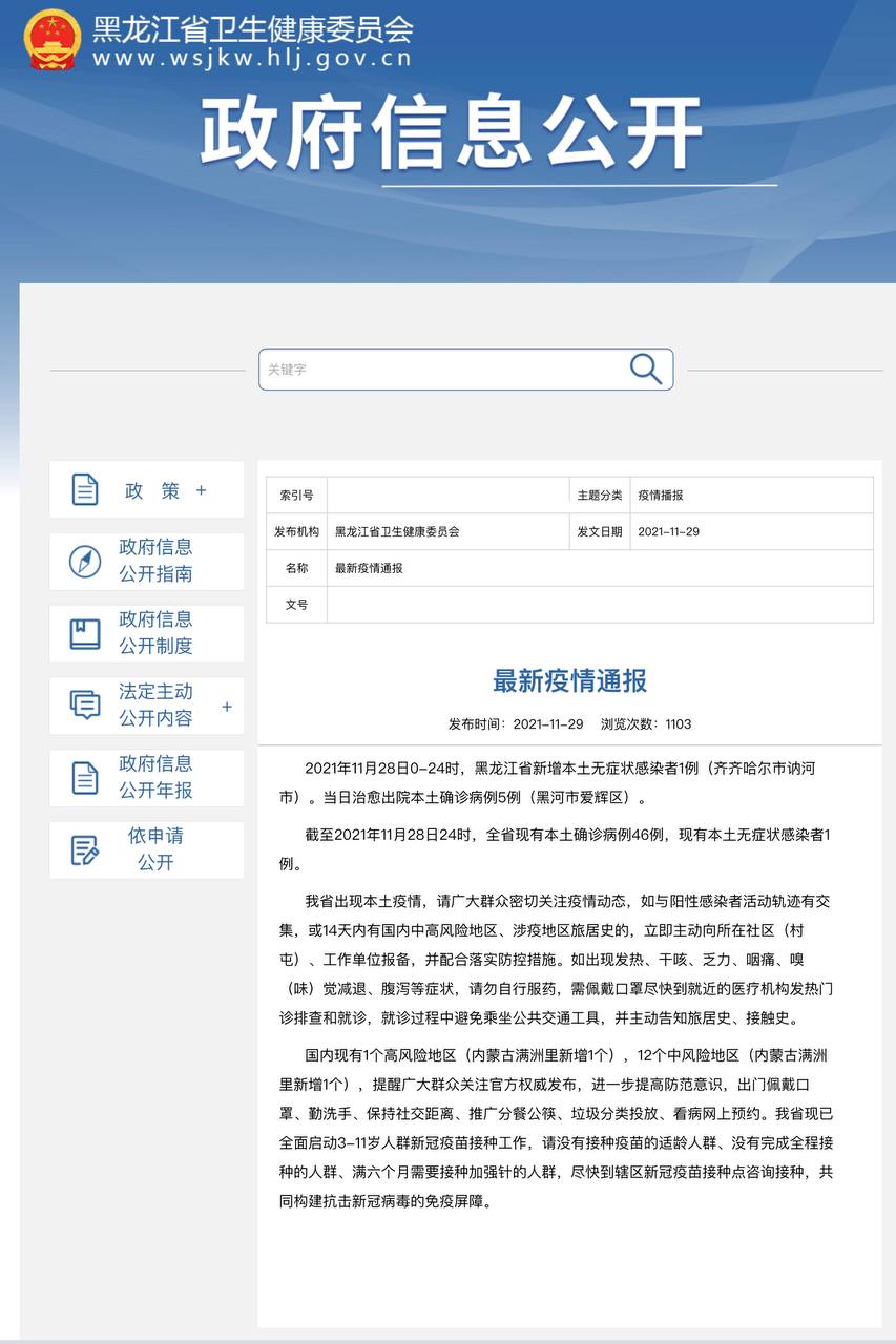 Скриншот: http://wsjkw.hlj.gov.cn/pages/61a419d412c15b456c1c4d9b