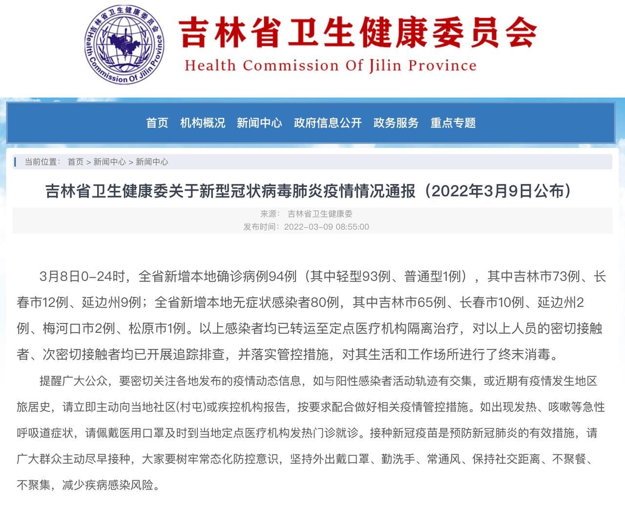 Скриншот: http://wsjkw.jl.gov.cn
